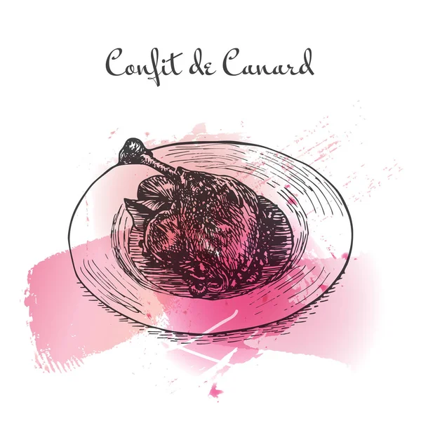 Confit de Canard akwarela efekt ilustracja. — Wektor stockowy