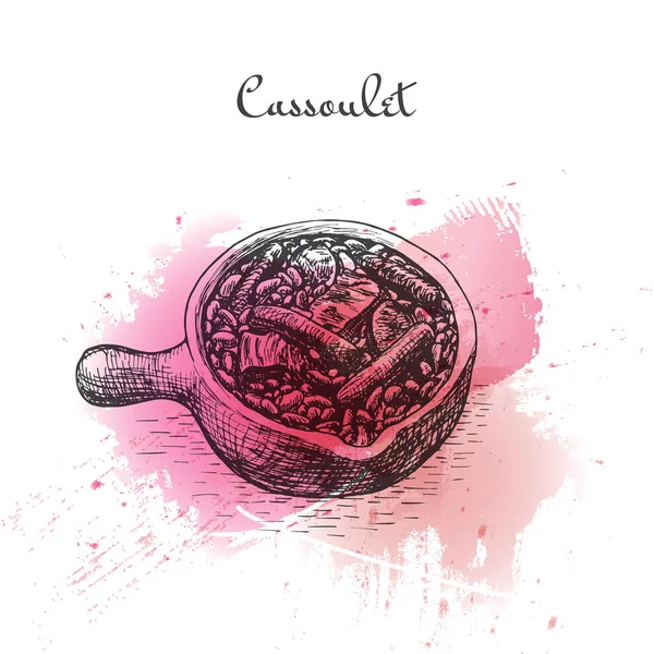 Cassoulet efecto acuarela ilustración . — Vector de stock