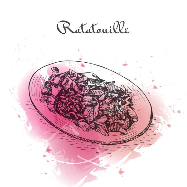 Ratatouille Aquarell Effekt Illustration. — Stockvektor