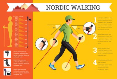 Vektör Nordic Walking verilerle ayarla infographics resimli.