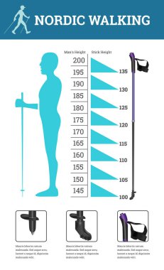 Vektör Nordic Walking verilerle ayarla infographics resimli.
