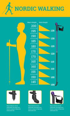 Vektör Nordic Walking verilerle ayarla infographics resimli.