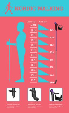 Vektör Nordic Walking verilerle ayarla infographics resimli.