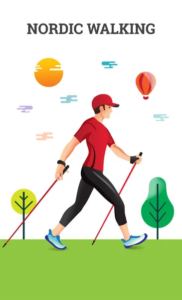 Vektorové ilustrace plakát s Nordic Walking. — Stockový vektor