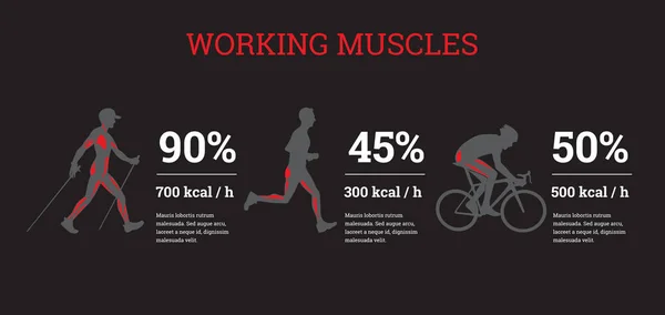 Banderas de infografías ilustradas vectoriales con información deportiva . — Vector de stock