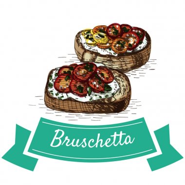 Bruschetta renkli resimde.