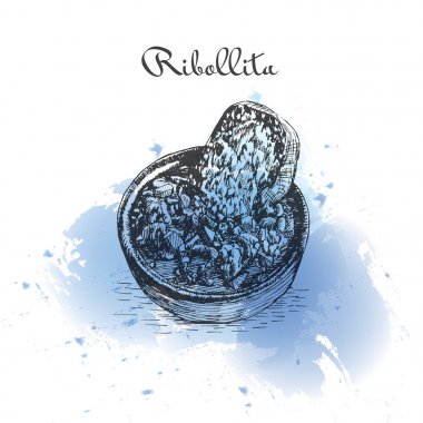 Ribollita suluboya efekti illüstrasyon.