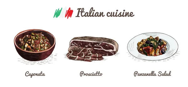 Olasz menü színes illusztráció. — Stock Vector