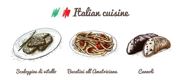 Olasz menü színes illusztráció. — Stock Vector