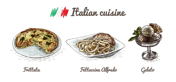 Menú italiano ilustración colorida . — Vector de stock