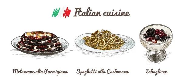 Menu italiano ilustração colorida . — Vetor de Stock