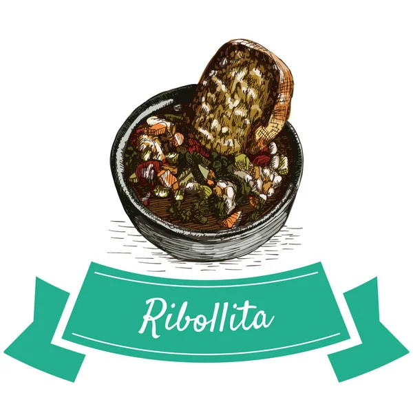 Ribollita illustration colorée . — Image vectorielle