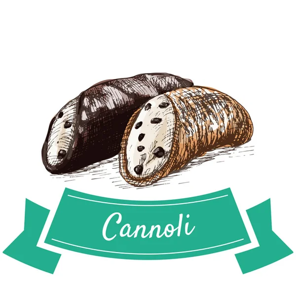 Cannoli färgglad illustration. — Stock vektor