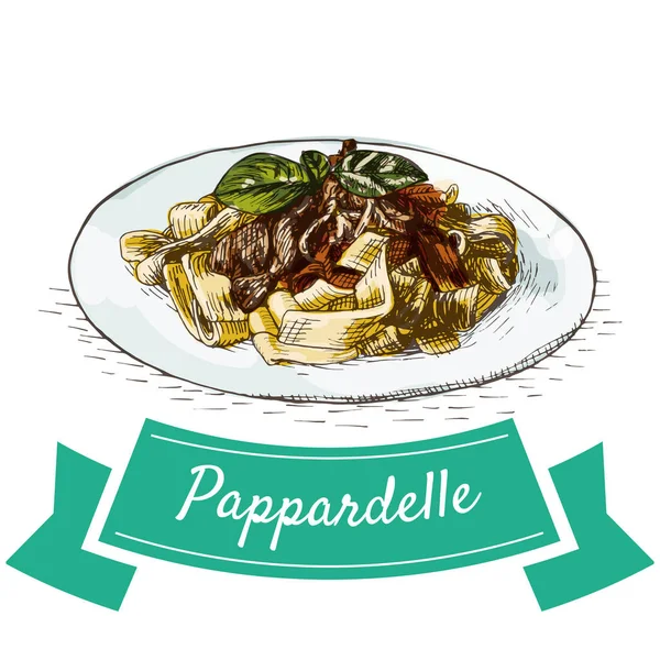 Pappardelle kleurrijke afbeelding. — Stockvector