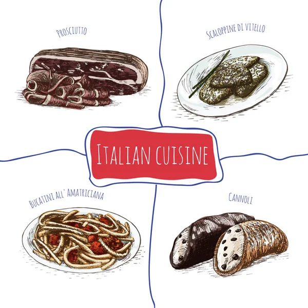 Ilustracja kolorowy włoski menu. — Wektor stockowy