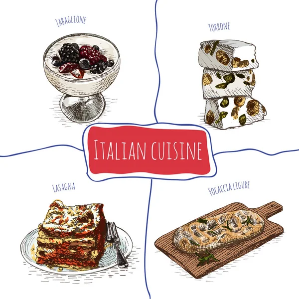 Menu italien illustration colorée . — Image vectorielle