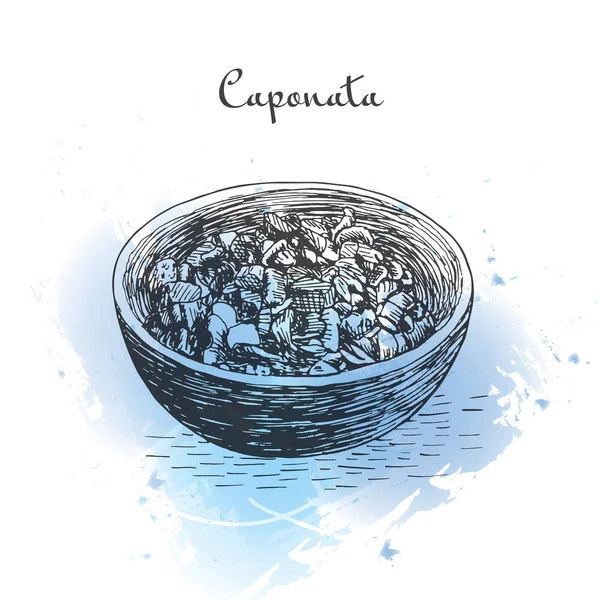 Caponata watercolor effect illustration. — Stock Vector