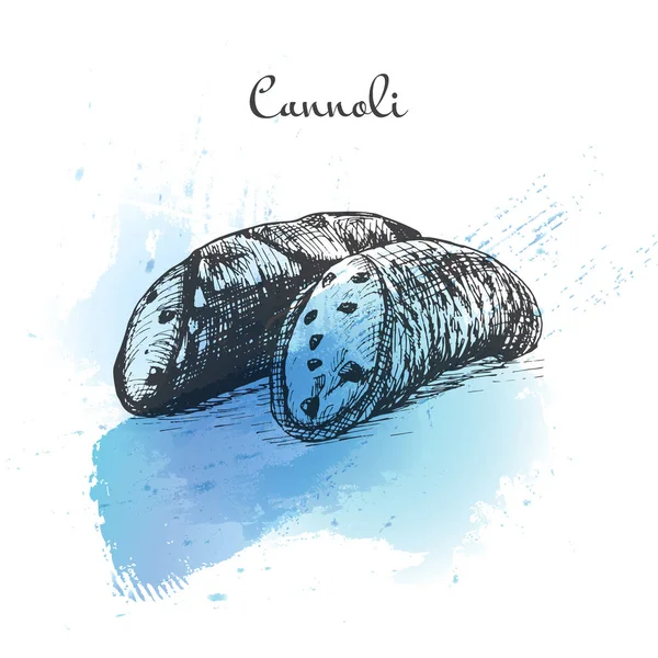 Cannoli aquarell effekt illustration. — Stockvektor