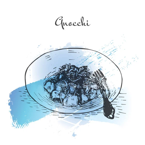 Gnocchi watercolor effect illustration. — Stock Vector