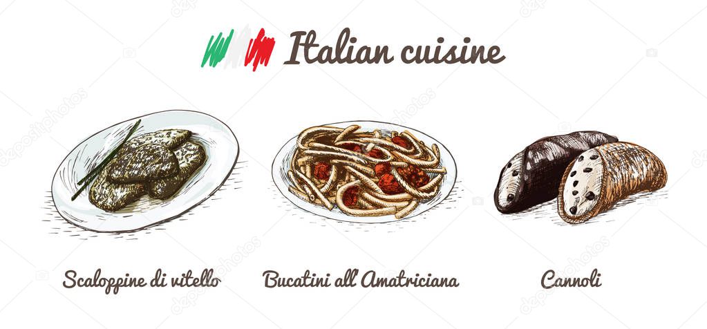 Italian menu colorful illustration.