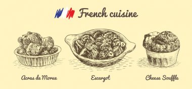 French menu monochrome illustration. clipart