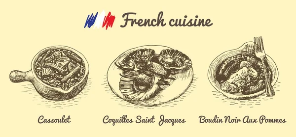 Монохромний ілюстрація французького меню. — стоковий вектор