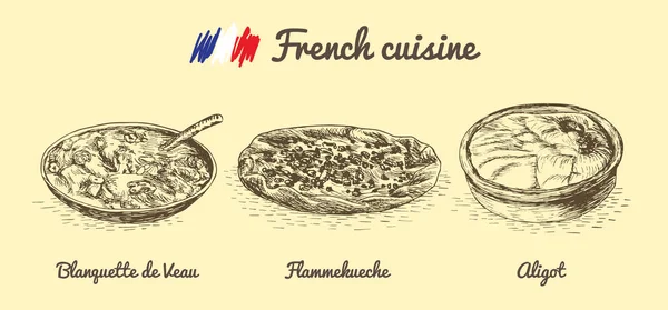 Fransız menüsü tek renkli çizimi. — Stok Vektör