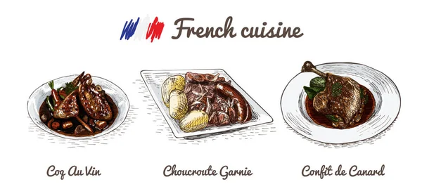 Menú francés ilustración colorida . — Archivo Imágenes Vectoriales