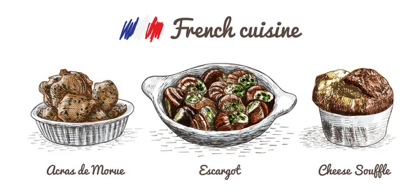Fransk meny färgglada illustration. — Stock vektor
