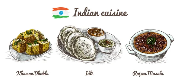 Красочная иллюстрация индийского меню . — стоковый вектор