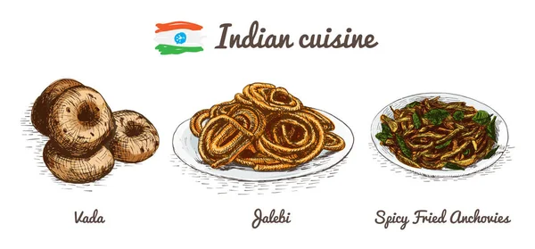 Ilustracja kolorowy indyjskich menu. — Wektor stockowy