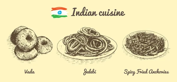 Monochromatyczne ilustracja Indian menu. — Wektor stockowy