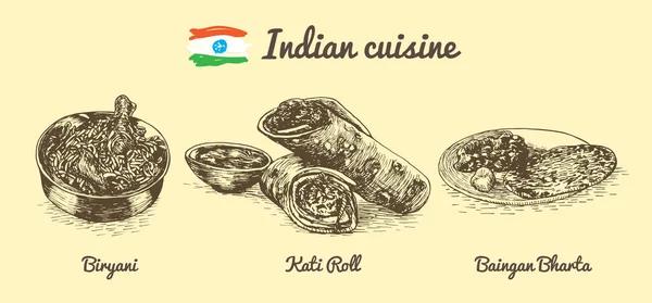 Monochromatyczne ilustracja Indian menu. — Wektor stockowy