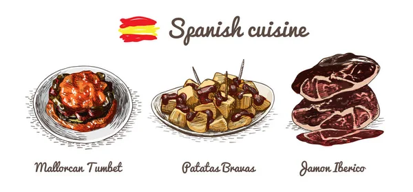 Menú español ilustración colorida . — Vector de stock