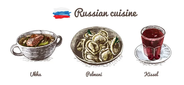 Ilustracja kolorowy rosyjski menu. — Wektor stockowy