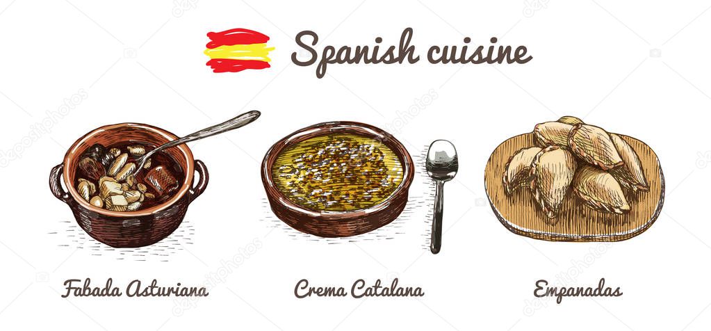 Spanish menu colorful illustration.