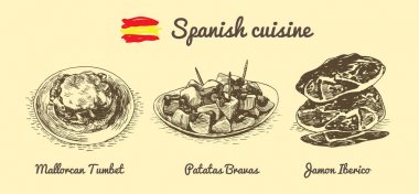 Spanish menu monochrome illustration. clipart