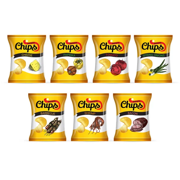 Burgonya chips csomag. — Stock Vector