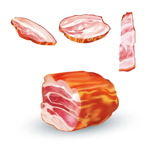 Vetor ilustração realista de bacon . — Vetor de Stock