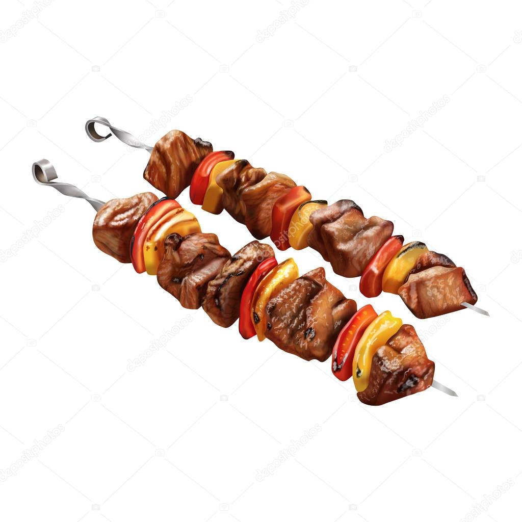 Vector realistic illustration of fried barbecue meat.