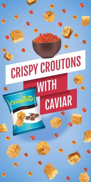 Ilustración vectorial realista de los croutones con caviar . — Vector de stock