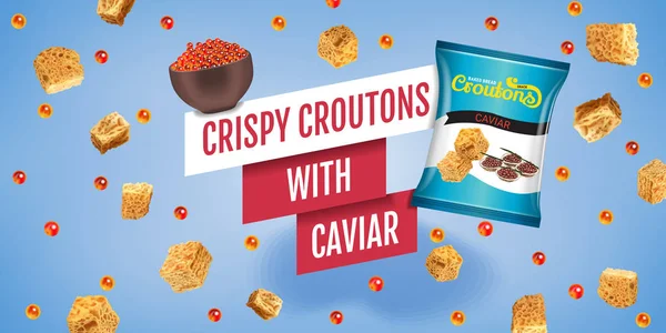 Vektor realistische Darstellung von Croutons mit Kaviar. — Stockvektor