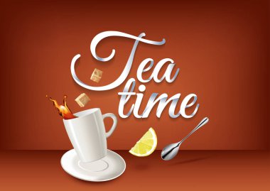 Çay zaman kağıt el hat yazı.