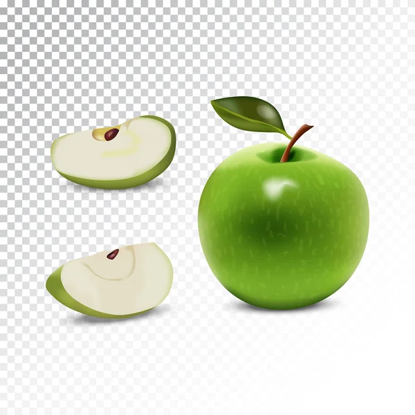Vektor realistische Darstellung des grünen Apfels. — Stockvektor
