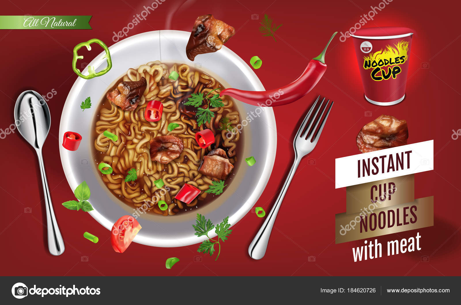 Instant Cup Noodles With Meat Vector Isolated Illustration Of Chinese And Taiwan Noodle Japanese Ramen Fast Food Pasta And Spaghetti Eating Realistic Cup Of Asian Noodle On Red Background Stock Vector Image