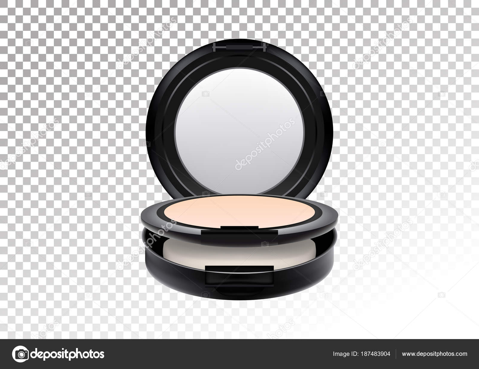 Download Cosmetic realistic plastic black compact mineral powder. Cosmetic beauty make up product package ...