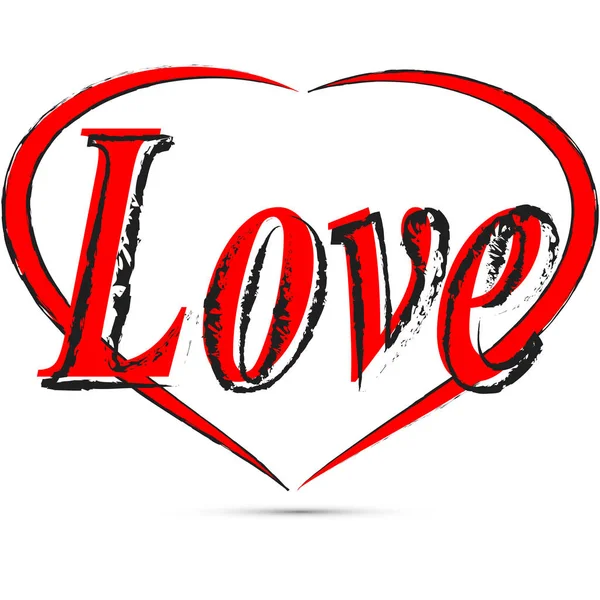 Hintergrund für den Valentinstag. Text Liebe mit simbol Herz — Stockvektor