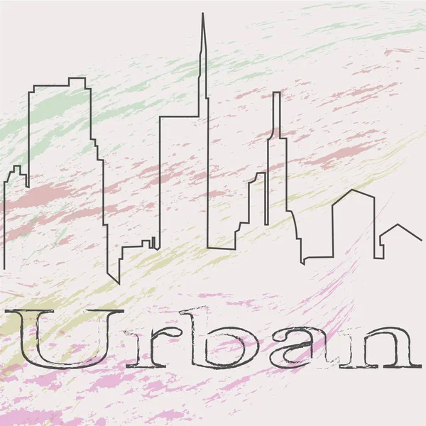 Fondo urbano para usted project.Simple silueta con texto — Vector de stock