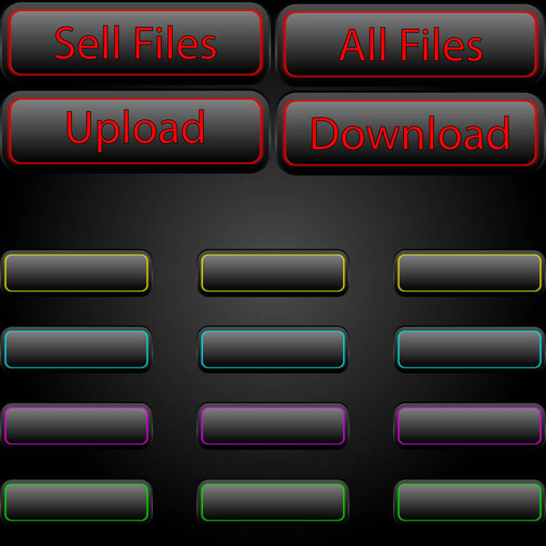 set of black buttons download,upload,sell files
