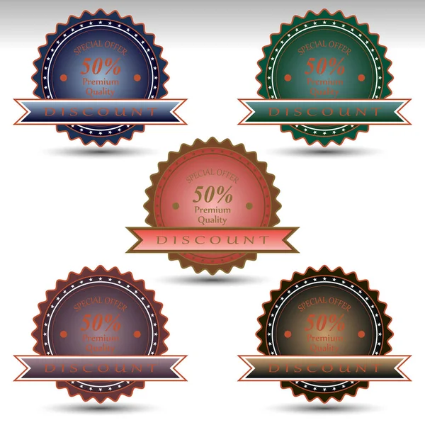 Set of badges for sale special offer.Discount premium quality — Stock Vector